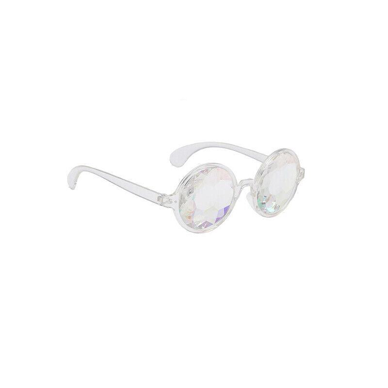 Festival Rave Kaleidoscope Glasses Prism Lens Crystal Effect Party Sunglasses - White