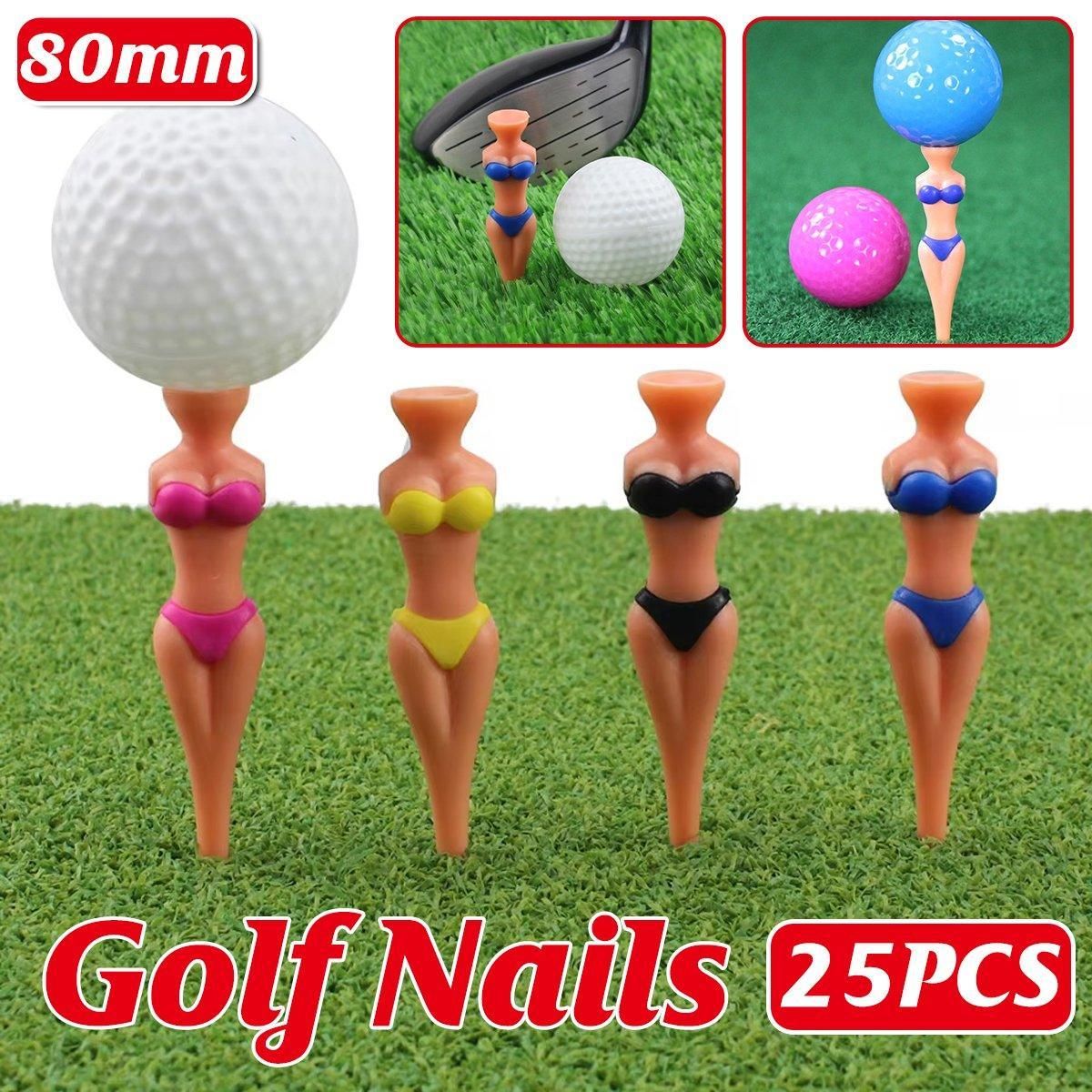 25-Piece 80 mm Novelty Figure Golf Tee Set, Assorted Colours