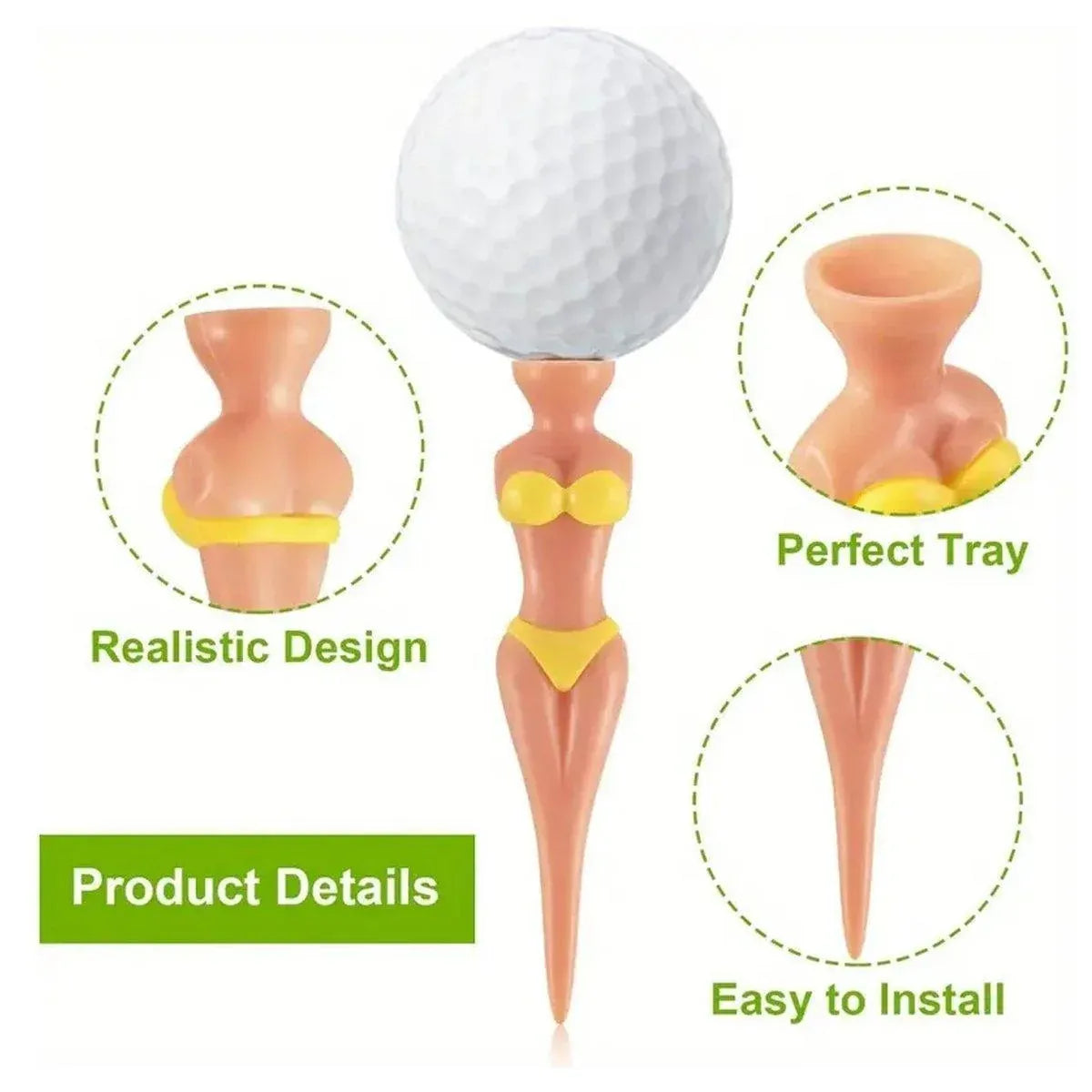 25-Piece 80 mm Novelty Figure Golf Tee Set, Assorted Colours