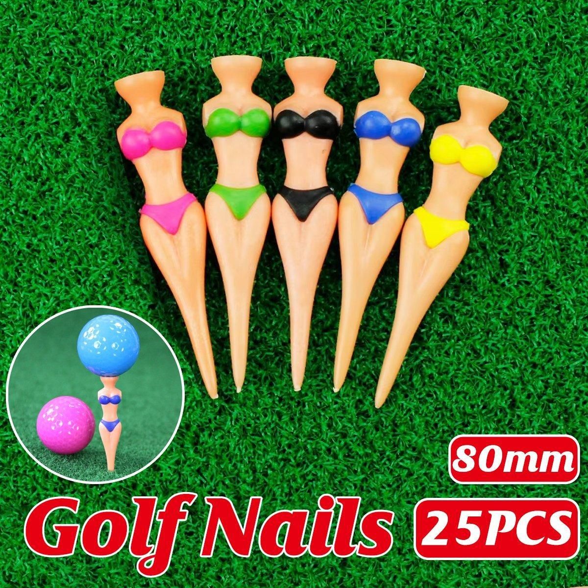 25-Piece 80 mm Novelty Figure Golf Tee Set, Assorted Colours