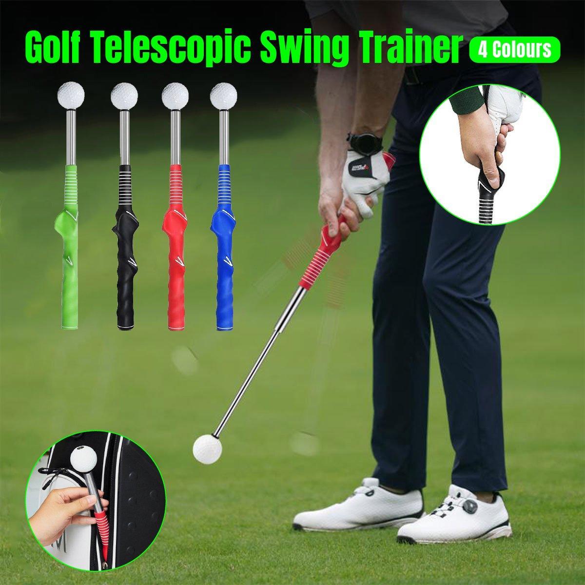 Golf Swing Training Aid Telescopic Impact Sound Stick Exercise Tool for Practice - Blue