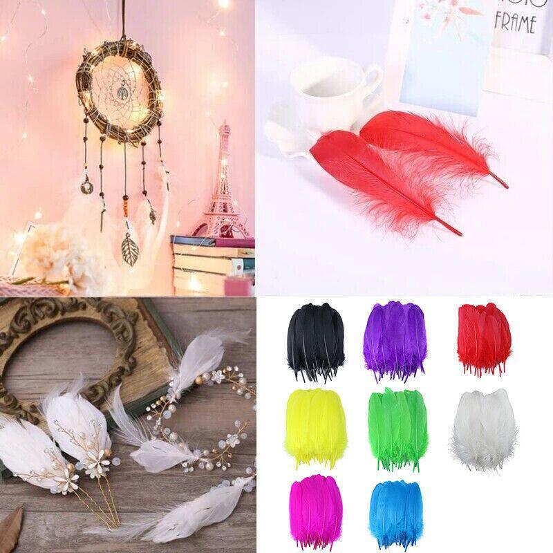 50X Craft Feathers Goose Feather Diy Art Party Decoration Wedding Dream Catcher - Pink
