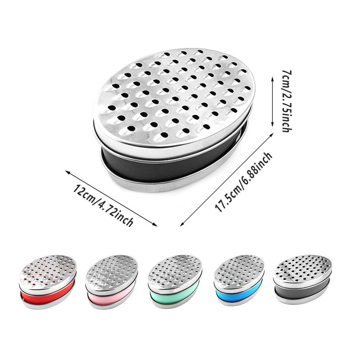 Stainless Steel Kitchen Cheese Grater with Container Storing Fruits Cheese Box - Grey