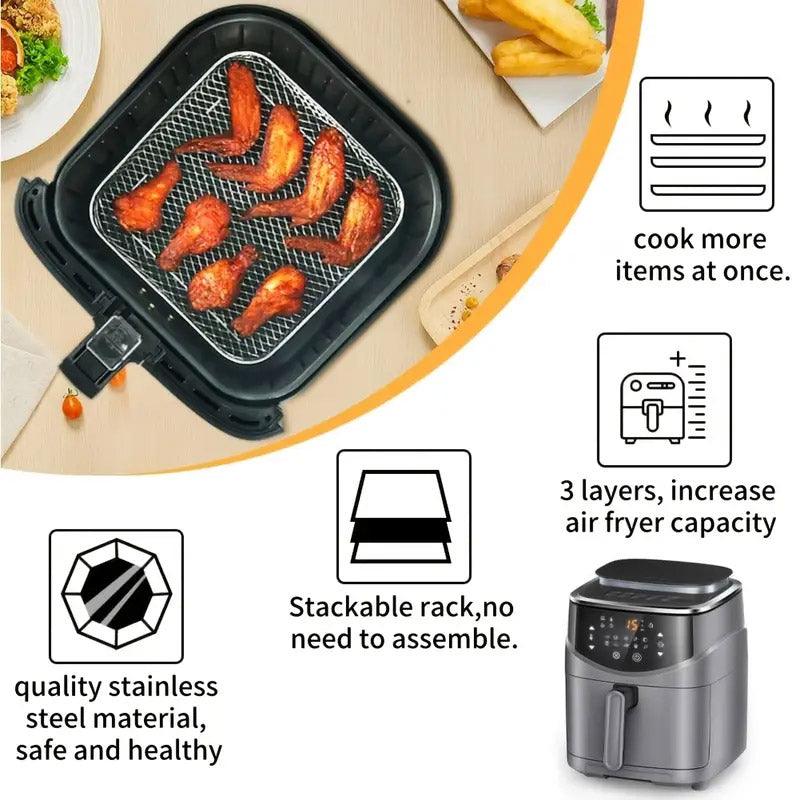 Air Fryer Grill Rack Multi Layer Removable Shelf Mesh Rack for Cooking BBQ - Round