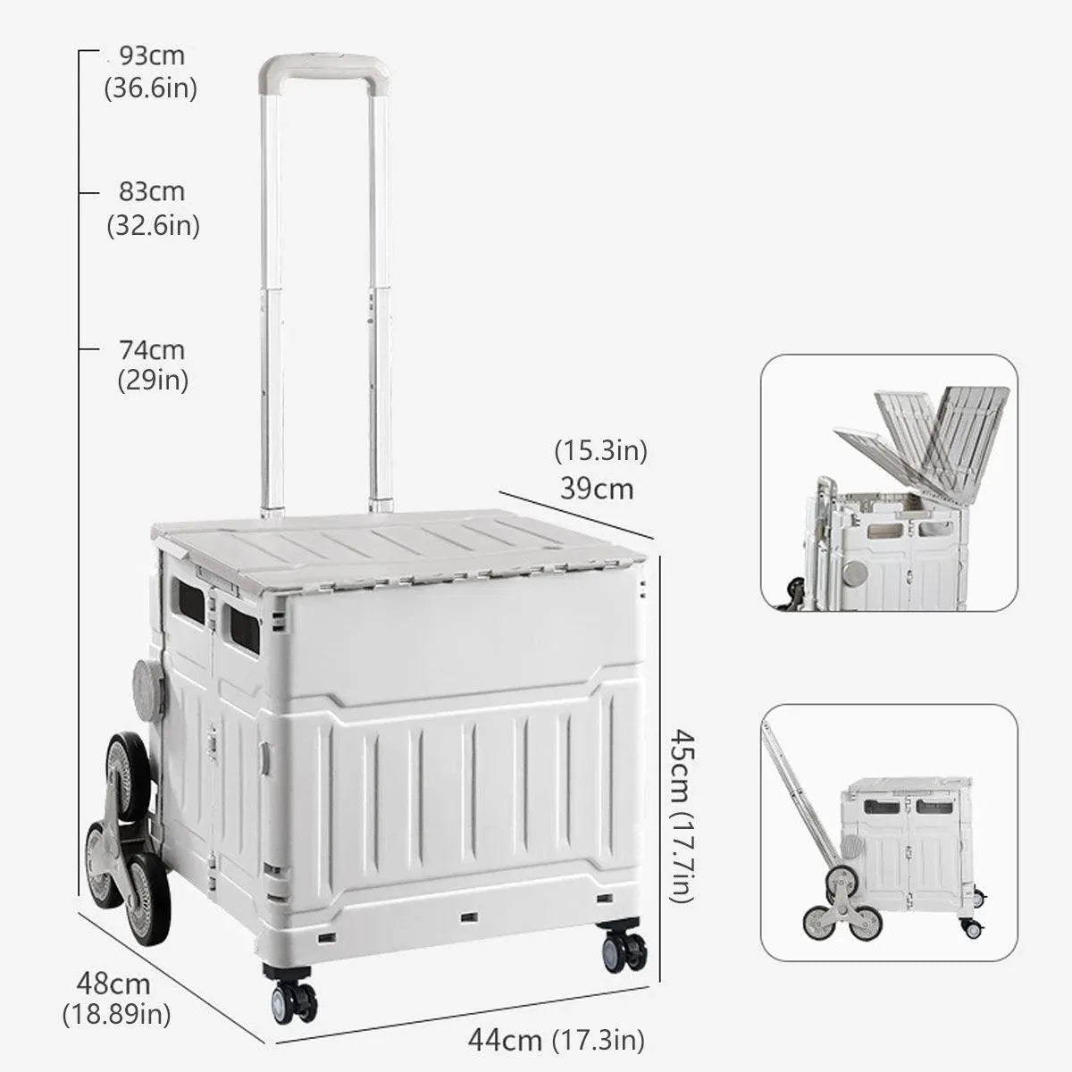 Light Grey Folding Utility Trolley with Lid - 1 Piece