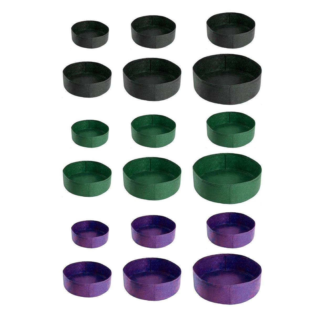 5x Felt Planting Bag Round Vegetable Garden Flower Seedling Grow Bags for Plants - Black-50*20cm