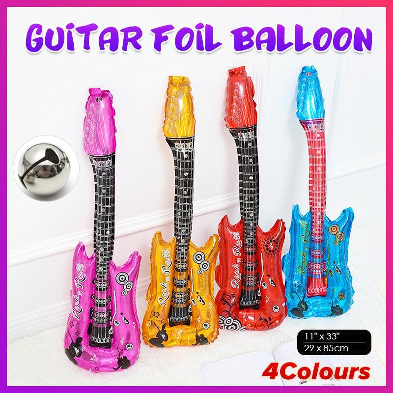 Guitar Foil Balloon Air Fill Rock and Roll Music Party Wedding Birthday Decoration - Blue