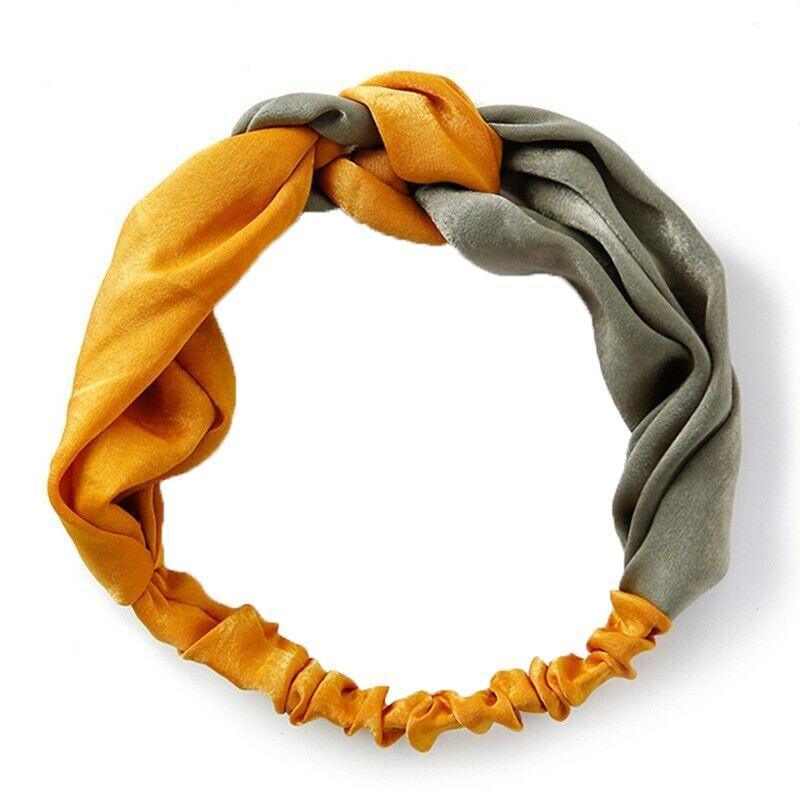 Women Chiffon Floral Print Headband Fashion Bohemian Elastic Cross Hair Bands - C-Red