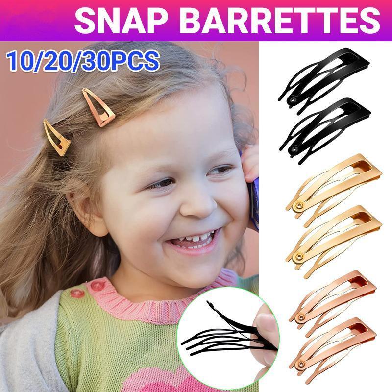 UP 30X Double-grip Hair Clips Metal Snap Barrettes Hair Styling Tool Women Girls - Black(10PCS)
