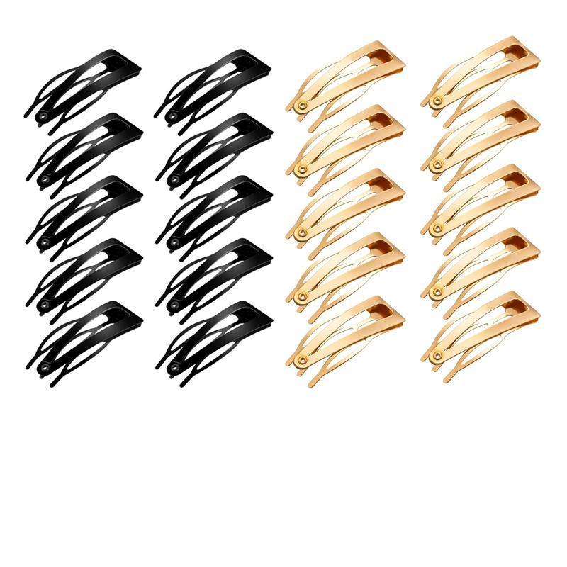 UP 30X Double-grip Hair Clips Metal Snap Barrettes Hair Styling Tool Women Girls - Black(10PCS)