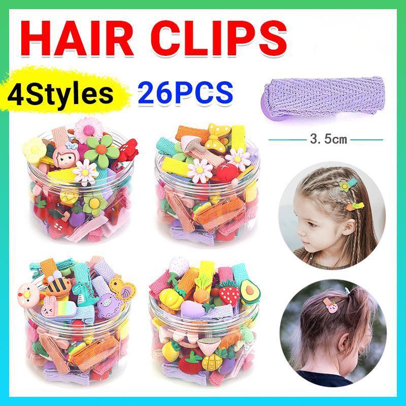 26Pcs Hair Clips Set Snap Bows and Hairpins for Styling and Everyday Use - Heart ( Without Bottle)