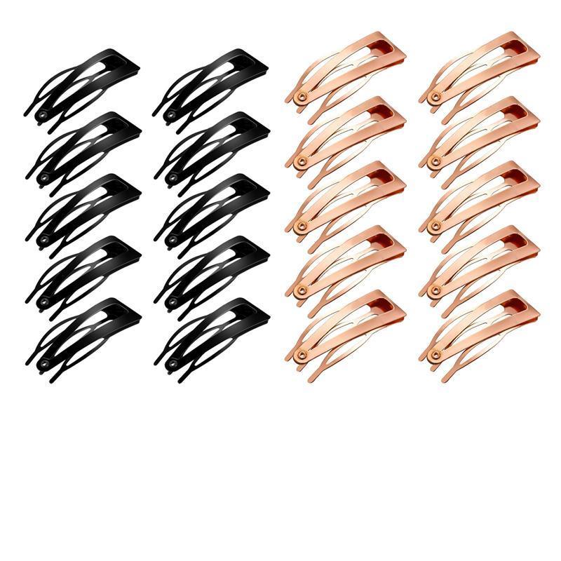 UP 30X Double-grip Hair Clips Metal Snap Barrettes Hair Styling Tool Women Girls - Rose Gold(10PCS)