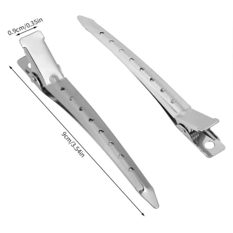 6-54X 9cm Hairdressing Sectioning Hair Clips Duck Bill Hairpin Salon Metal Curl Clips - 12PCS