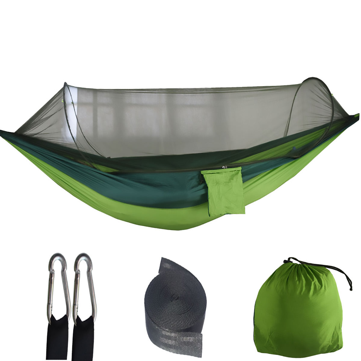 Camping Hammock Tent Set Double Outdoor Hanging Bed With Mosquito Net For Travel - Green
