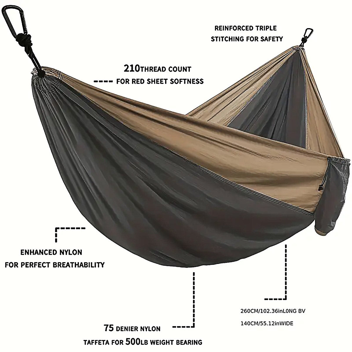 Outdoor Camping Hammock with Adjustable Strap Portable Hanging Bed Travel Swing