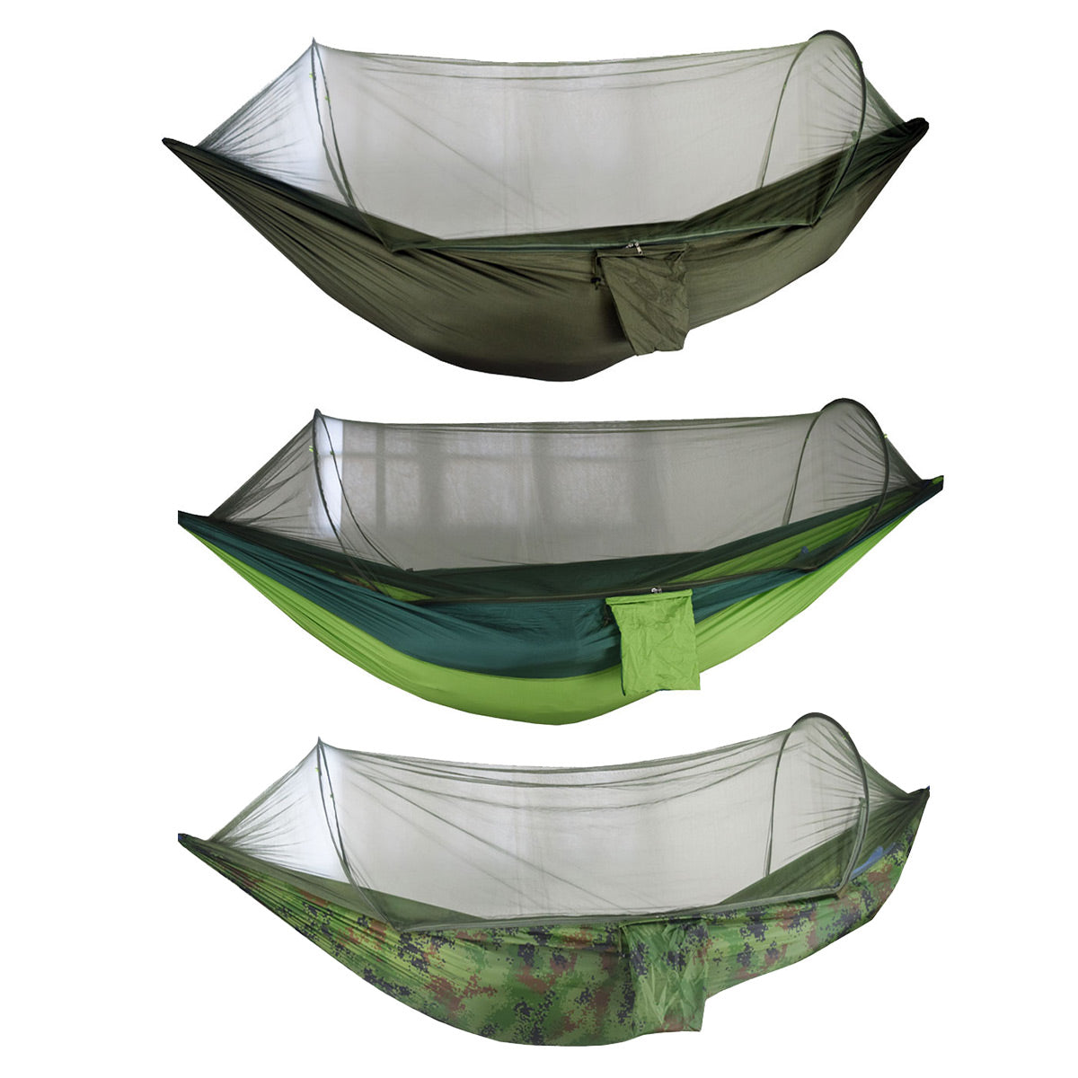 Camping Hammock Tent Set Double Outdoor Hanging Bed With Mosquito Net For Travel - Army green