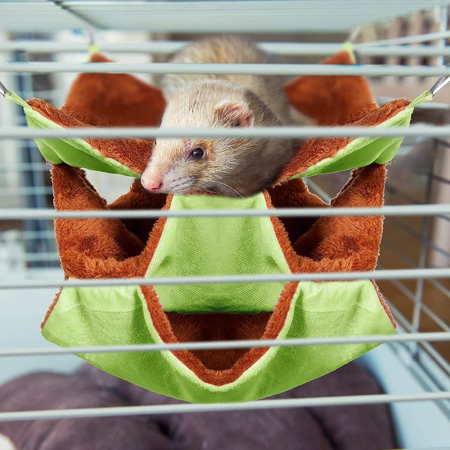 Hanging Hammock Nest Bed for Hamster Guinea Pig Ferret Rat Mice Cage Warmer Toy - Pink
