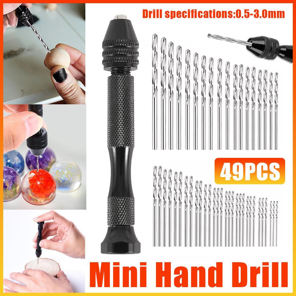 49pcs Mini Hand Drill Vise Hand Bits Twist Woodworking Set Precision Pin Tool