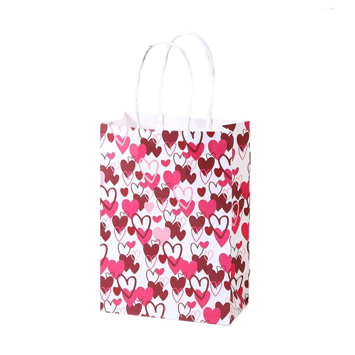 30x Valentines Day Love-Themed Tote Bag Elegant Kraft Paper Handbag Lightweight - Y168