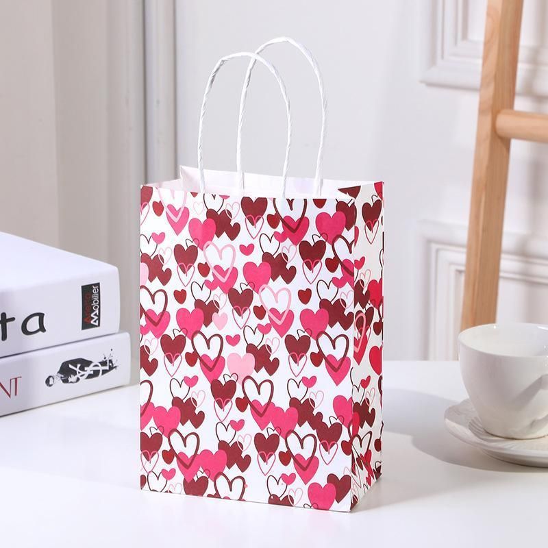 30x Valentines Day Love-Themed Tote Bag Elegant Kraft Paper Handbag Lightweight - Y169