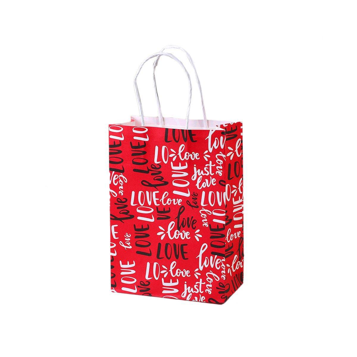 30x Valentines Day Love-Themed Tote Bag Elegant Kraft Paper Handbag Lightweight - Y170