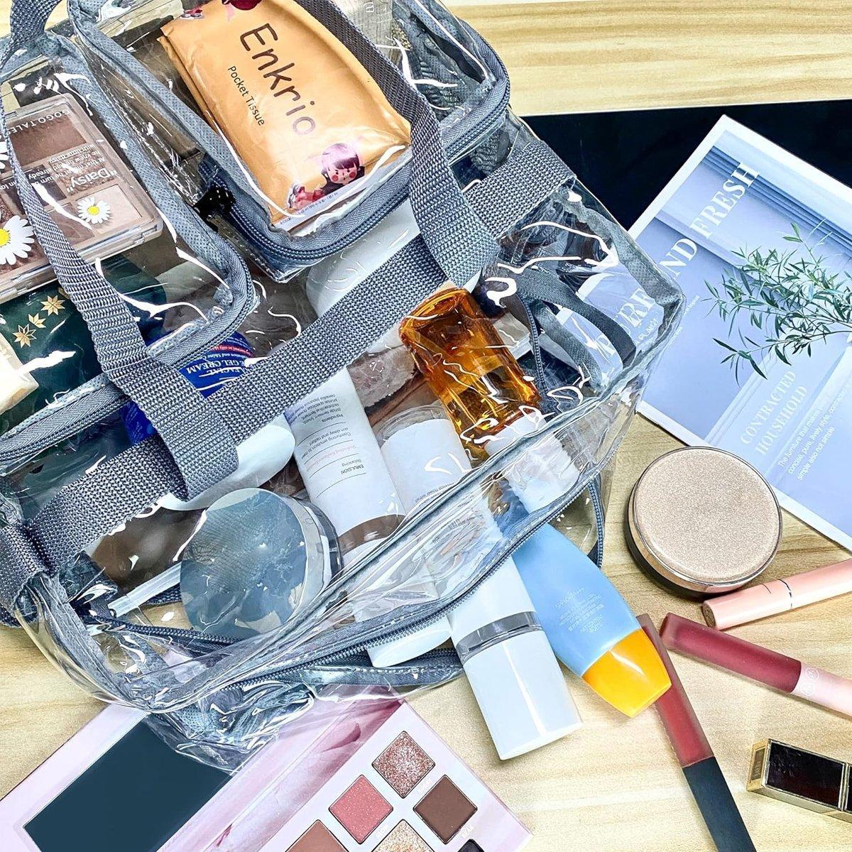 Clear Tote Bag Plastic Transparent Purse Handbag Zipper Security Event Stadium - Grey