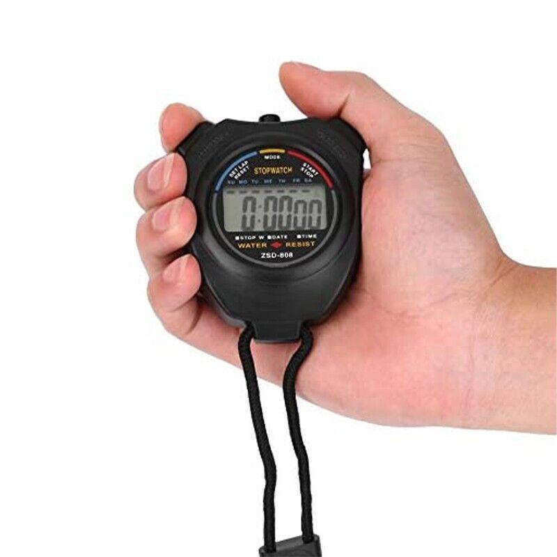 1/2x Handheld Stop Watch Digital Chronograph Sport Counter Stopwatch Timer Alarm - 1 PC