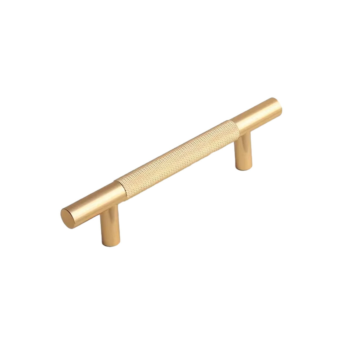 Light Luxury Cabinet Handle Full Copper Gold Straight Knurled Drawer Door Pull - Single Hole