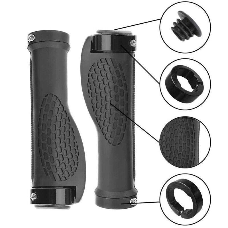 Cycling Lock-On Mtb Ergonomic Mountain Bike Rubber Grips Bicycle Handlebar Au - Black