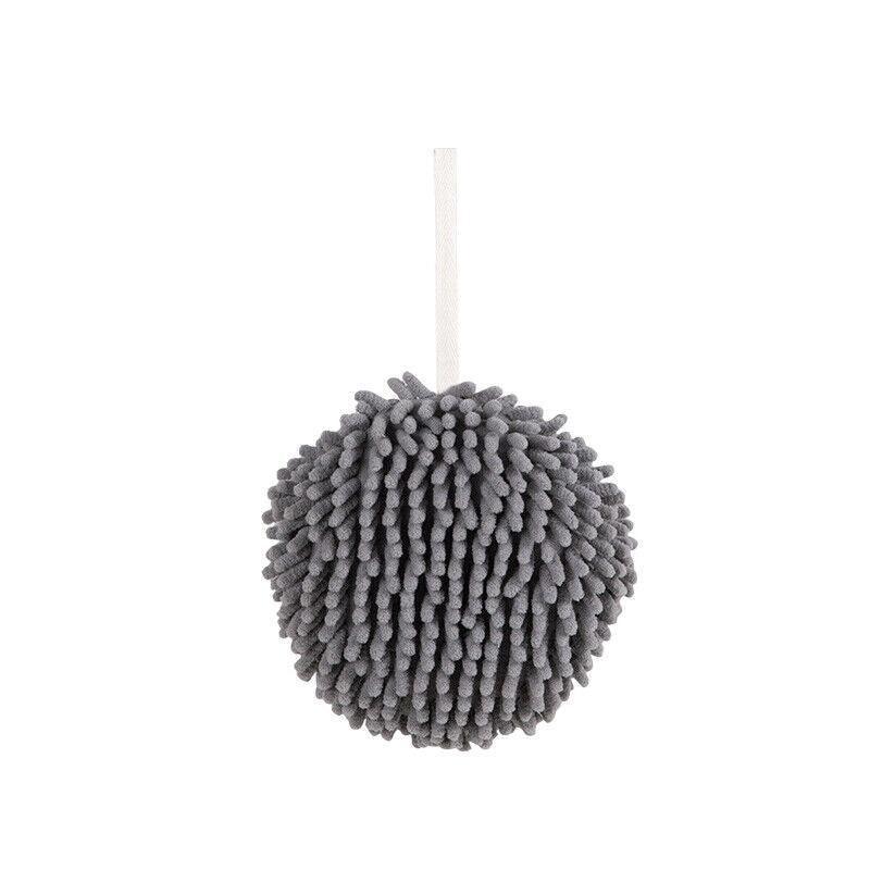 Chenille Hanging Ball Towel for Kitchen Bathroom Hand Drying Absorbent Cloth - White