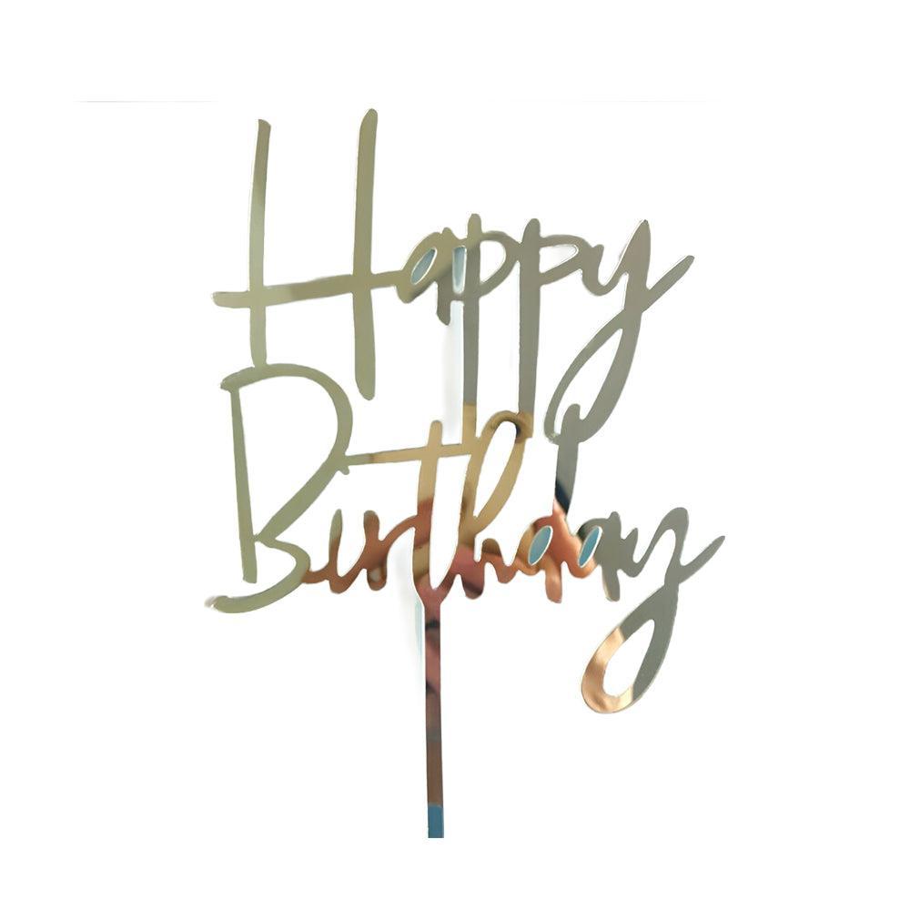 Acrylic Home Happy Birthday Decor Baking Cake Topper Card Party Decor Supply - Black B224