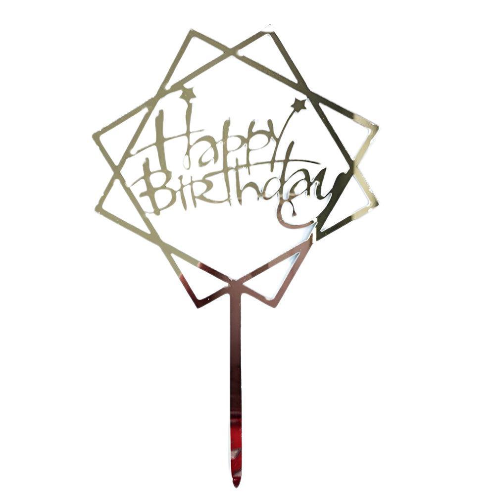 Acrylic Home Happy Birthday Decor Baking Cake Topper Card Party Decor Supply - Rose Gold R31