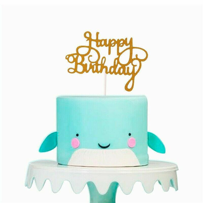 Happy Birthday Cake Topper Colour Printed Acrylic Party Decorations - Black-Butterfly