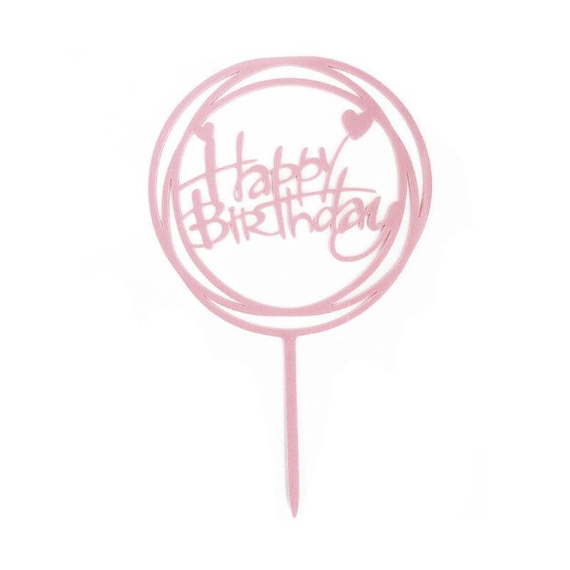 Happy Birthday Acrylic Cake Topper Cake Decoration Golden Silver Party - Gold-Bicircle