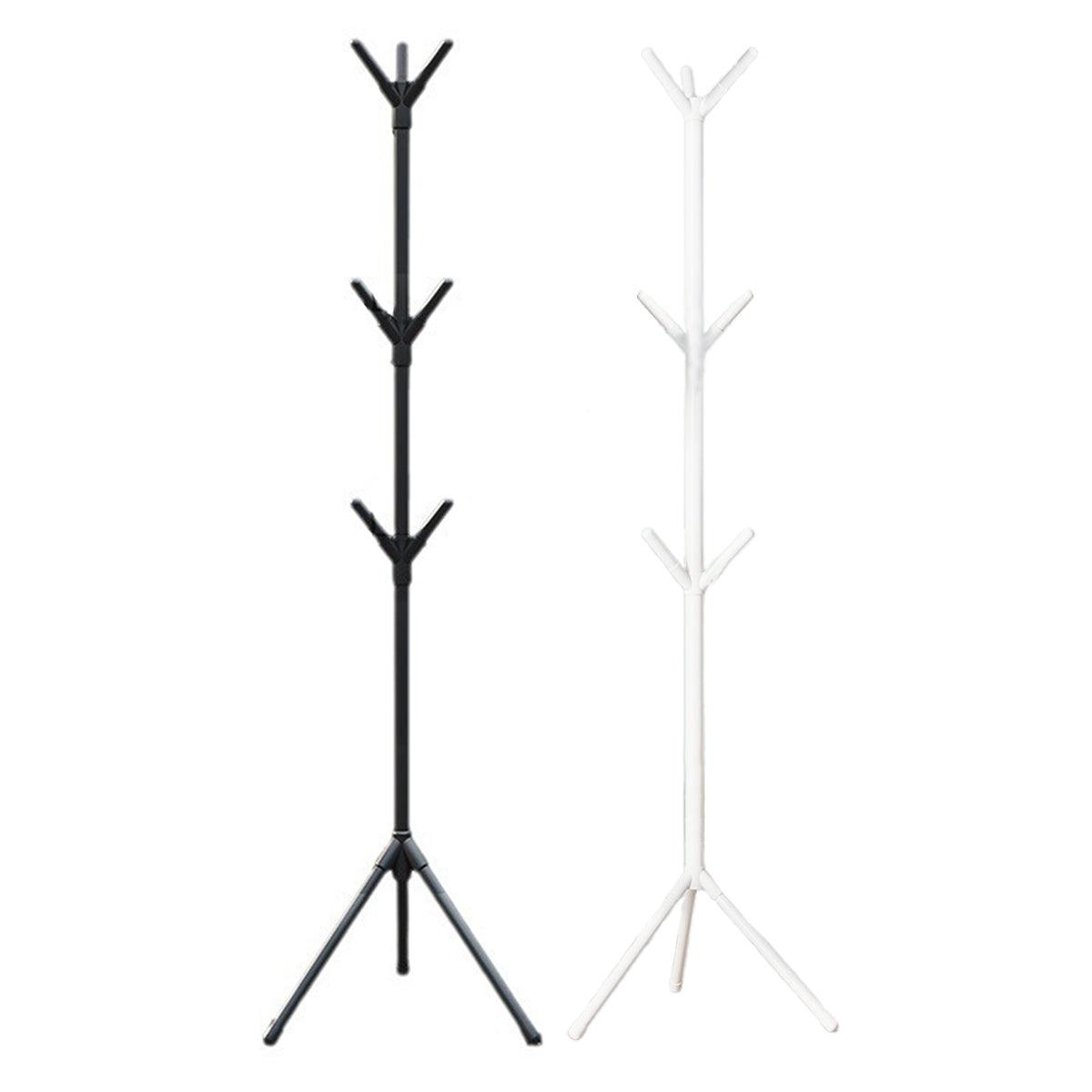 6Hooks Coat Stand Rack Clothes Hanger Hat Tree Jacket Umbrella Storage Organizer - Black