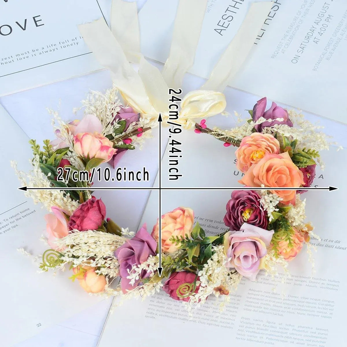 Artificial Flower Wreath Headband