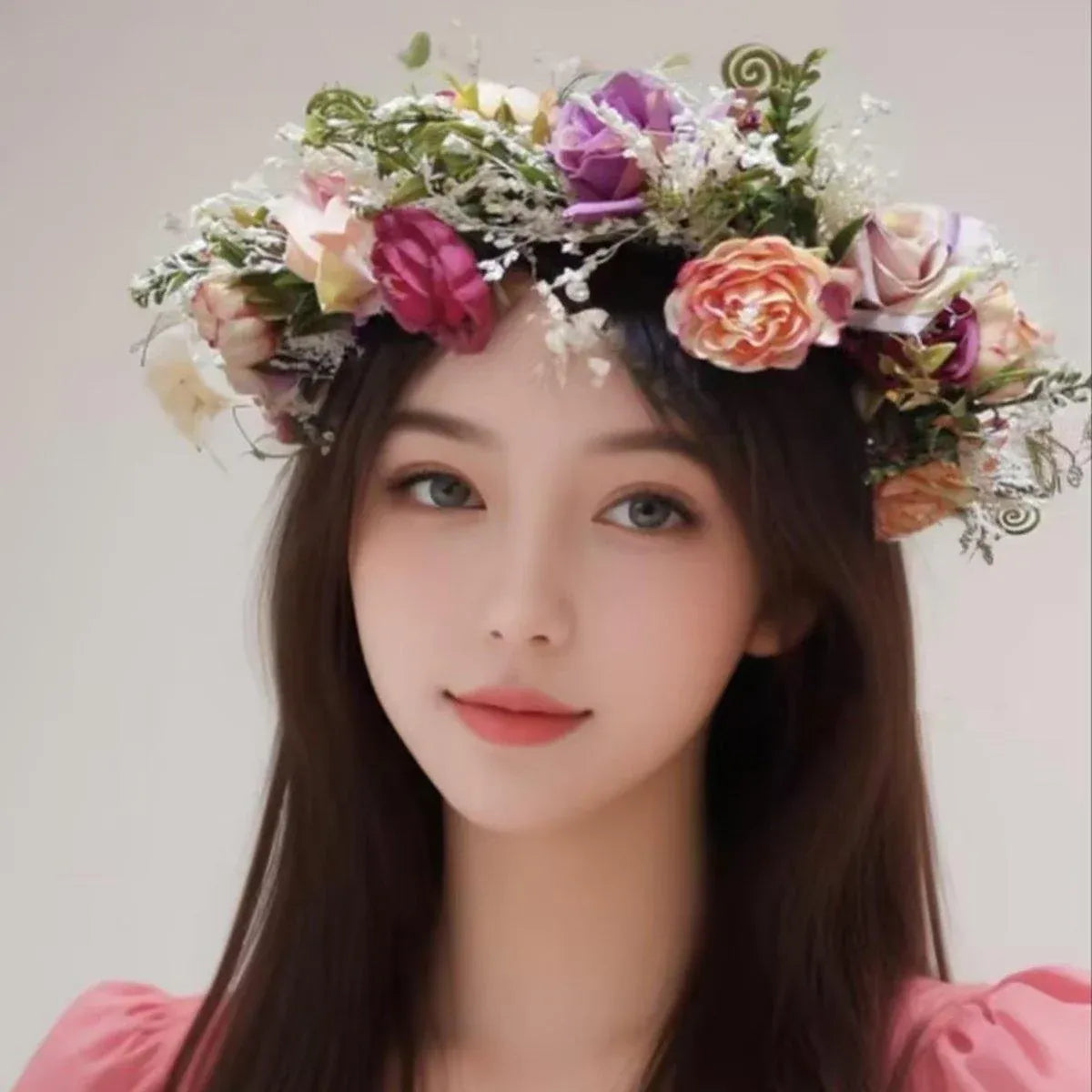 Artificial Flower Wreath Headband