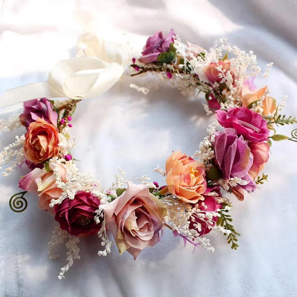 Artificial Flower Wreath Headband
