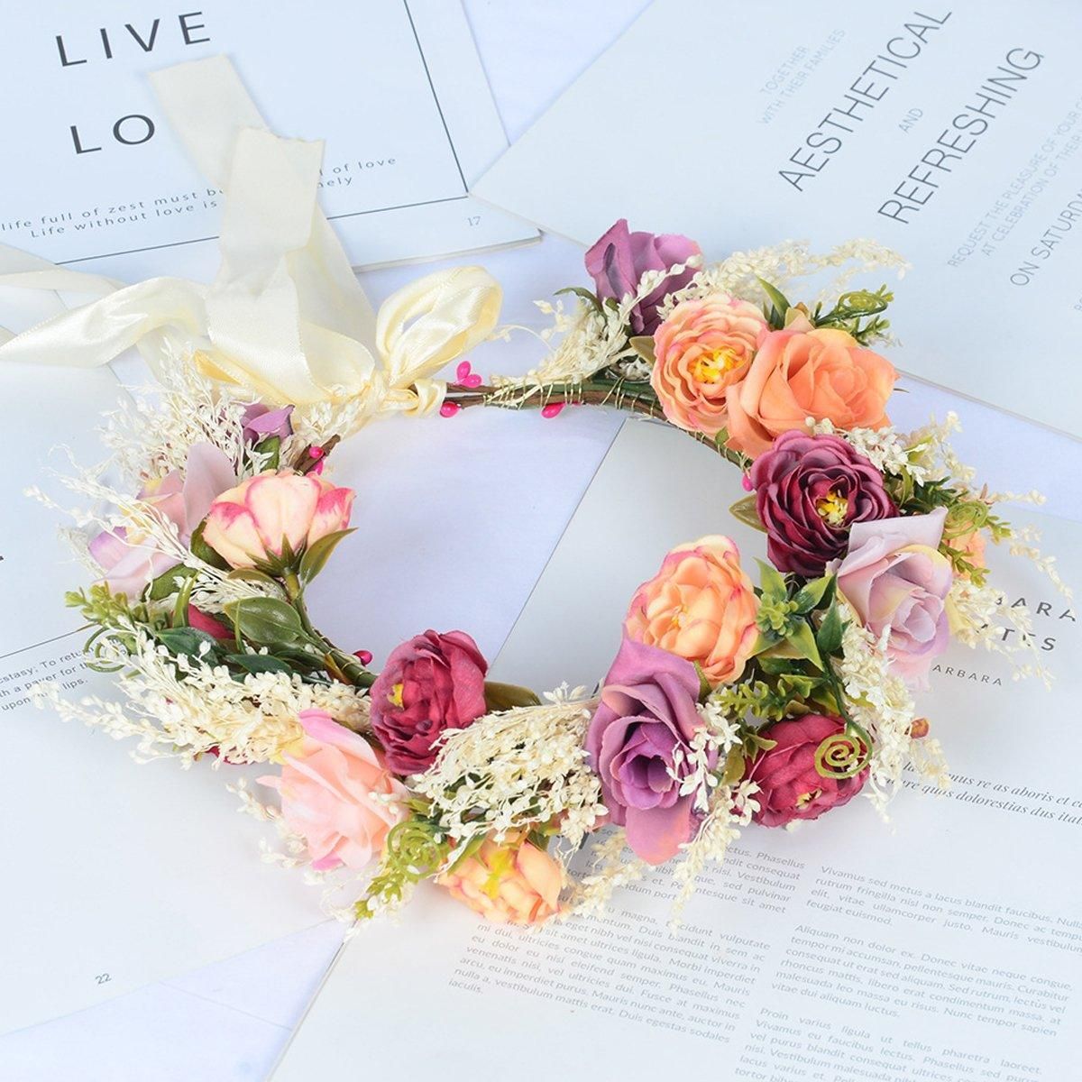 Artificial Flower Wreath Headband