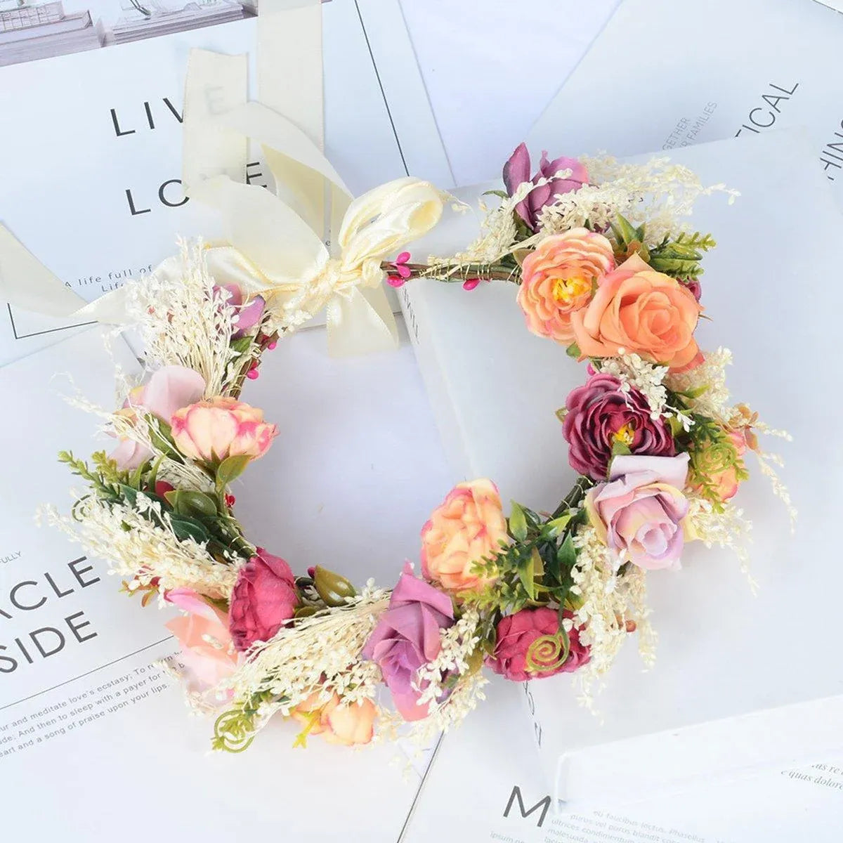 Artificial Flower Wreath Headband
