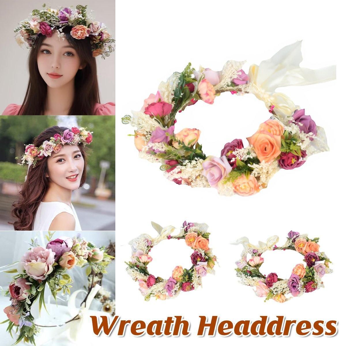 Artificial Flower Wreath Headband