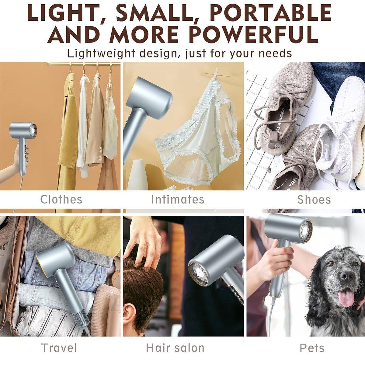 Hair Dryer Lightweight Blue Ray Quiet Hair Care Dryer 2400W High Speed No-Burn