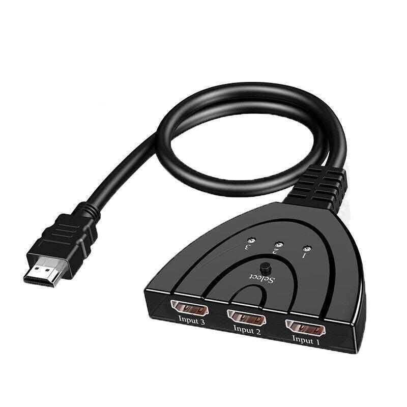 HDMI Switch Splitter 3-in-1 5-in-1 or 1-in-2 1080p 4K Manual or Remote Options - 3 in 1 Switch 1080p Remote