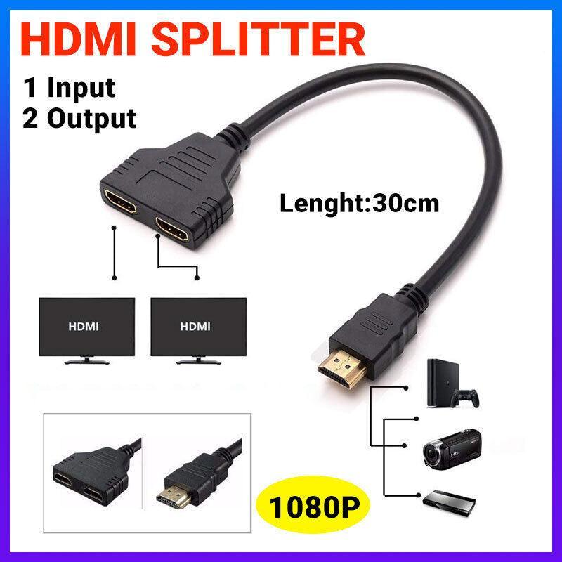 Hdmi Splitter 1 In 2 Out Cable Adapter Converter 1080P Multi Display Duplicator