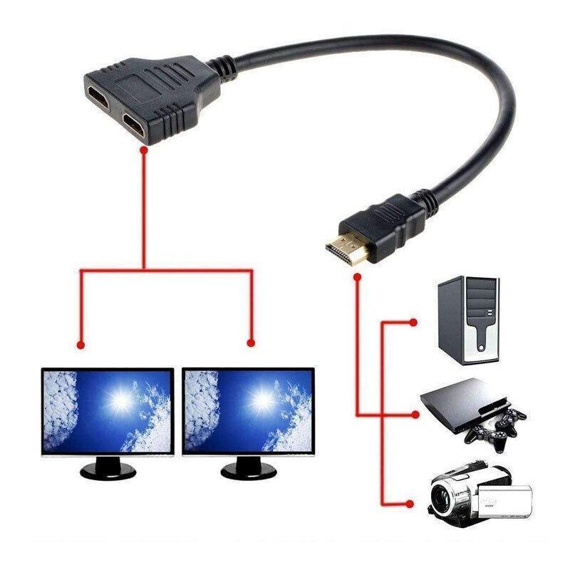 Hdmi Splitter 1 In 2 Out Cable Adapter Converter 1080P Multi Display Duplicator
