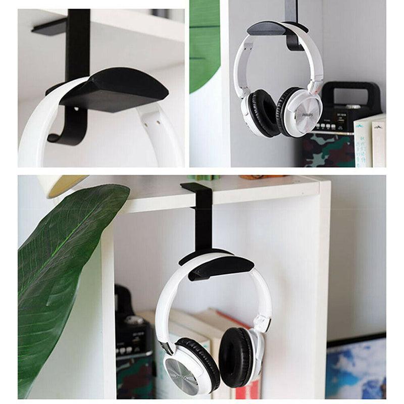 Metal Earphone Headset Desks Display Stand Hanger Holder Headphone Bracket Hook - White