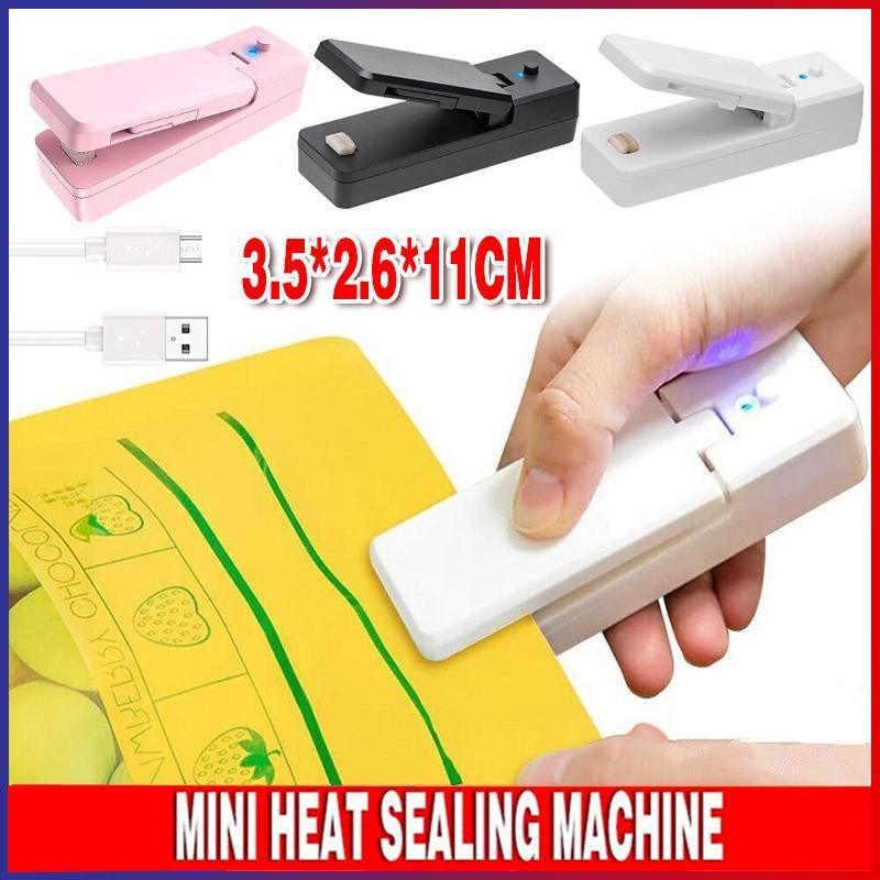 Portable Mini Heat Sealing Machine USB Rechargeable Food Sealer Plastic Bag - Pink