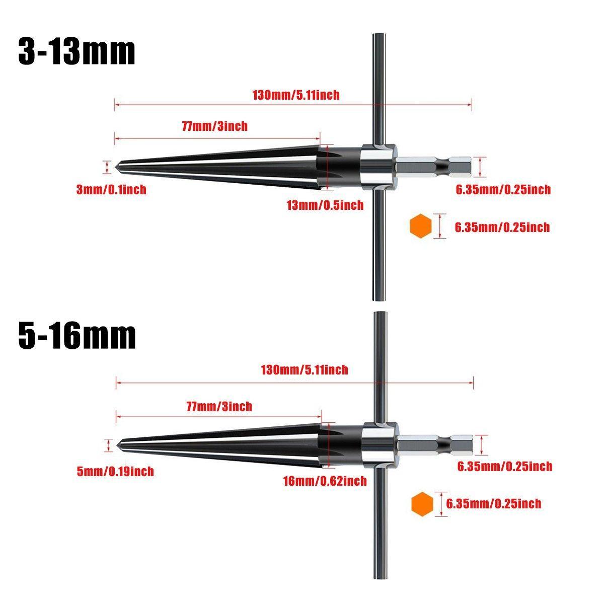 Round Shank Hexagon Shank T Handle Taper Reamer Tool for Drilling and Boring - Hexagon Shank Reamer(5-16mm)