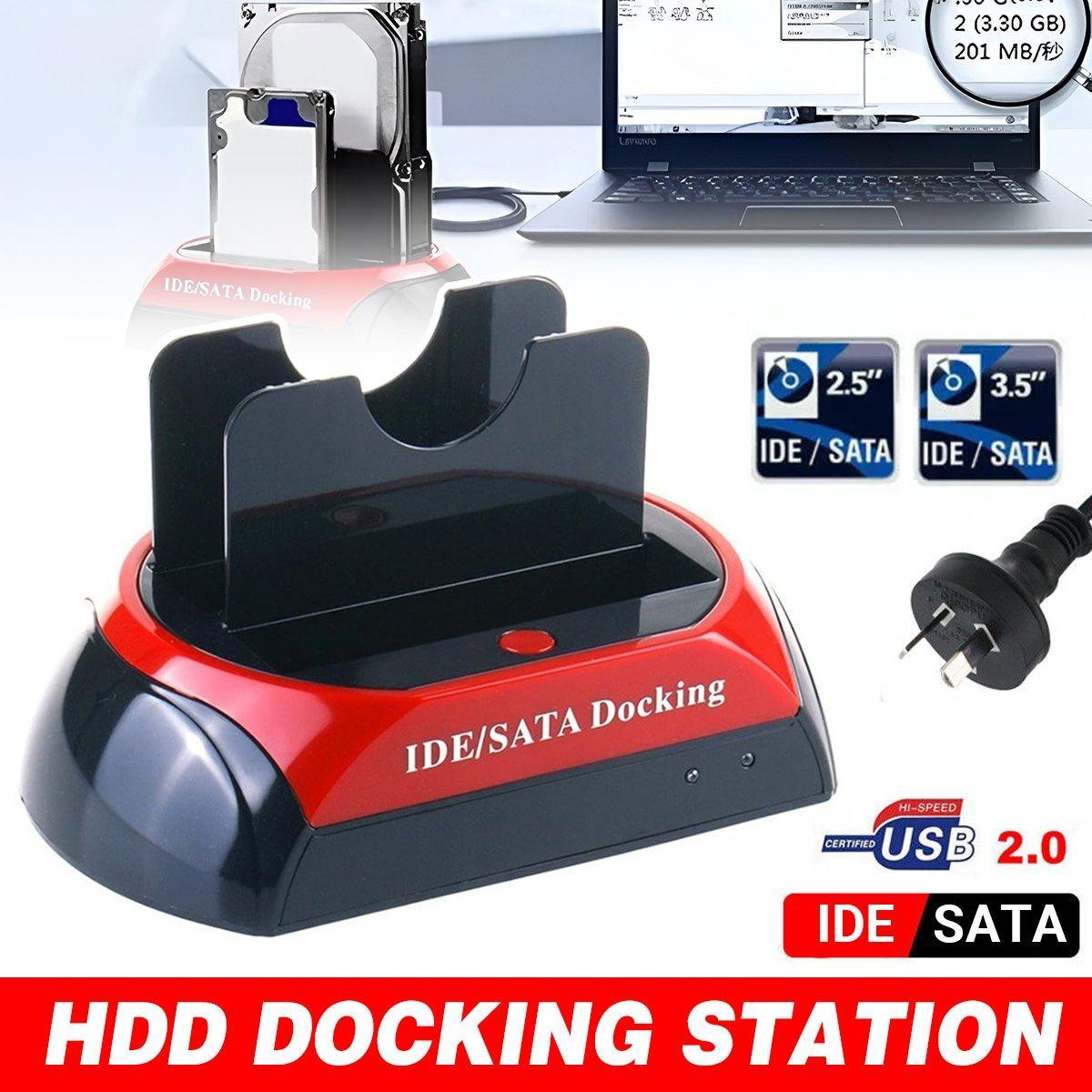 Dual SATA IDE HDD Docking Station 2.5" 3.5" Hard Disk Drive Dock Reader OTB Card
