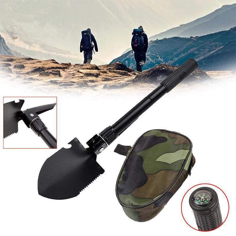Outdoor Survival Foldable Shovel Spade Garden Camping Hiking Camp Compass Au